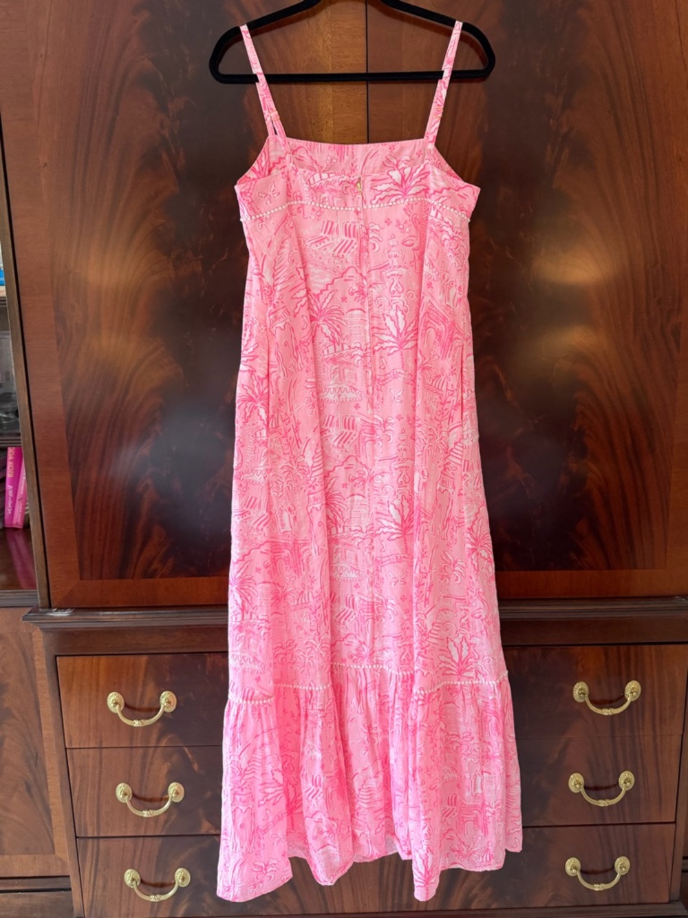 NWT Lilly Pulitzer Rosalie Linen Maxi Dress Penny’s Playground Pink Toile Size 6 - Picture 7 of 16